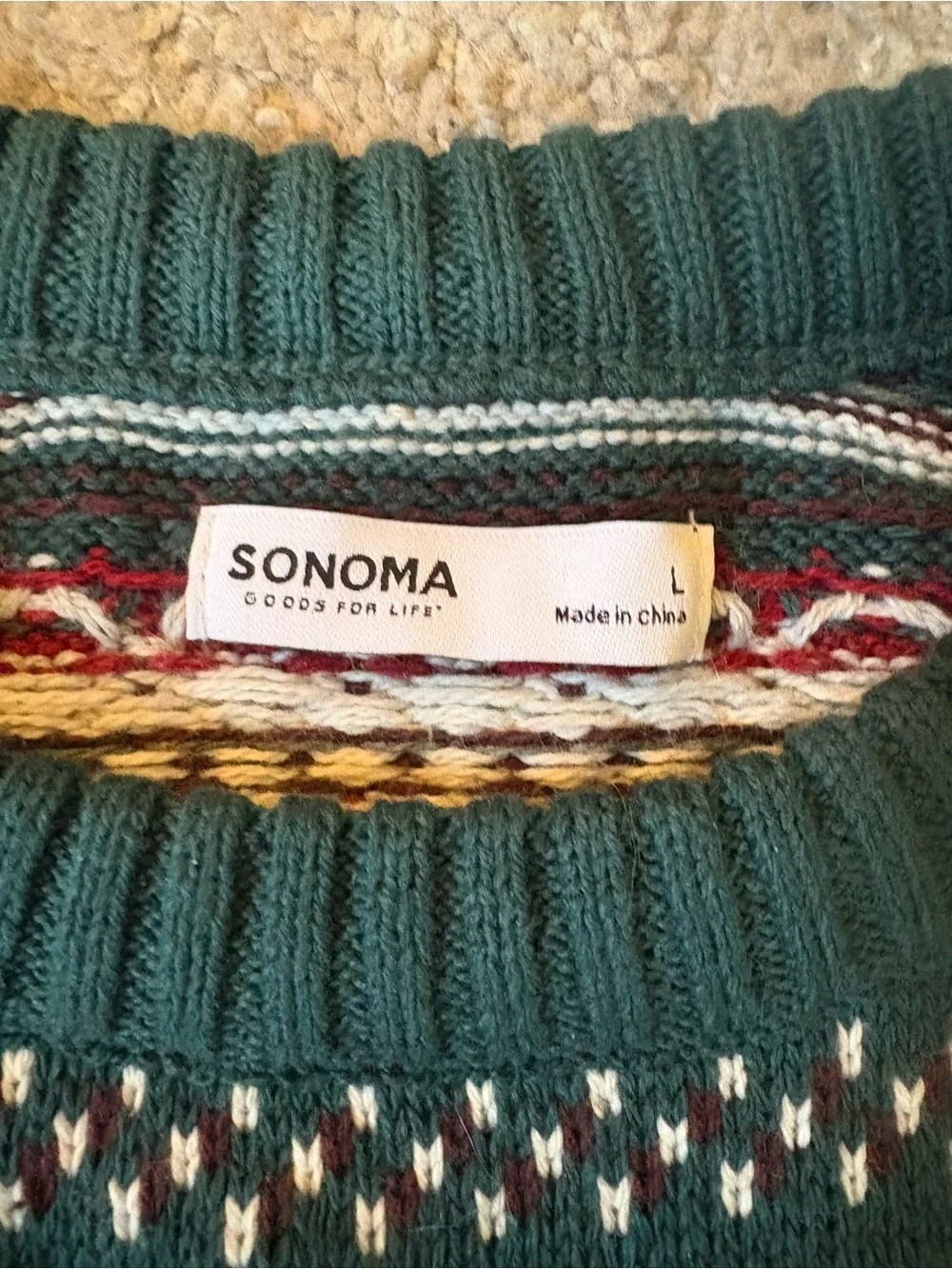 Men's Green Sonoma Crewneck Sweater L